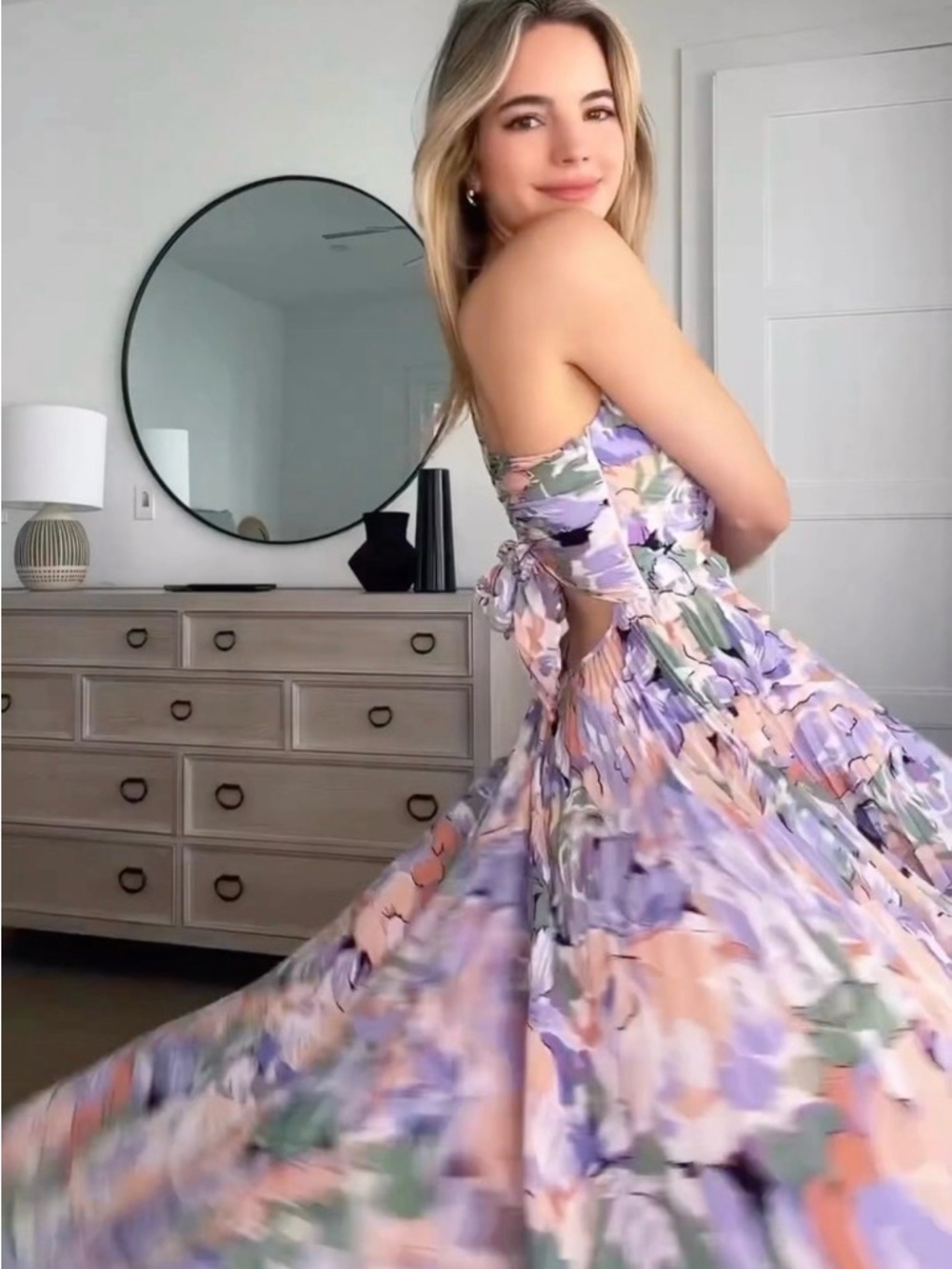 NWOT ASTR the label Blythe Floral Plisse Midi Dress